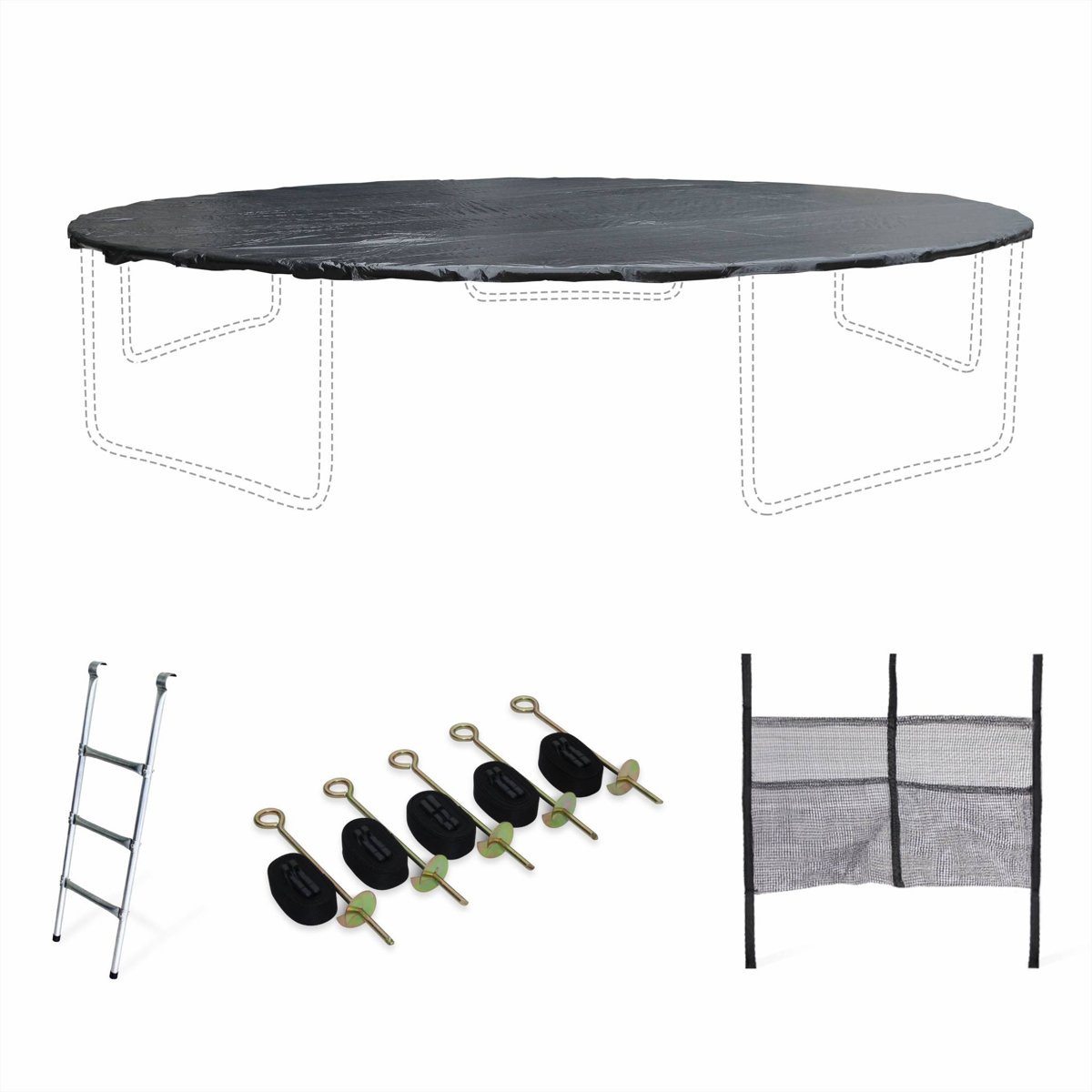 Accessoire set voor trampoline Ø46cm met ladder, beschermhoes, opbergnet voor schoenen en verankeringskit